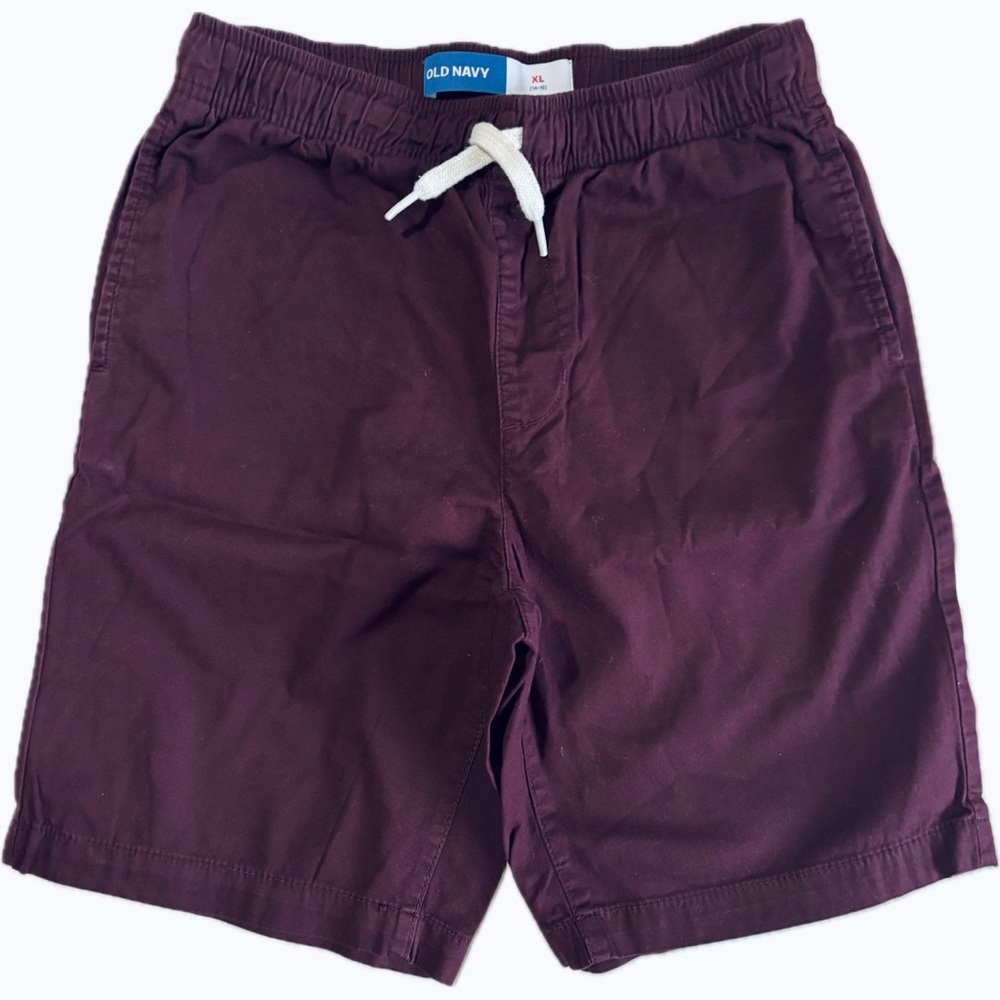 Old Navy Boys Jogger Shorts | Size XL 14/16 | Burgundy Pull On | Drawstring